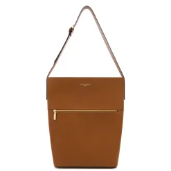 Isabel Bernard Honoré Flora camel leren schoudertas van kalfsleer met laptopvak Shop