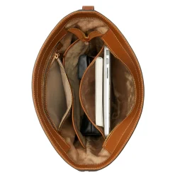 Isabel Bernard Honoré Flora camel leren schoudertas van kalfsleer met laptopvak Shop
