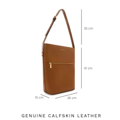 Isabel Bernard Honoré Flora camel leren schoudertas van kalfsleer met laptopvak Shop