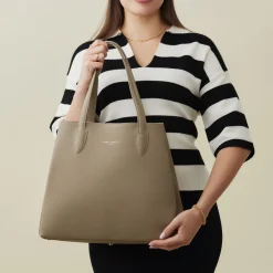 Isabel Bernard Honoré Francine taupe leren shopper van kalfsleer Cheap