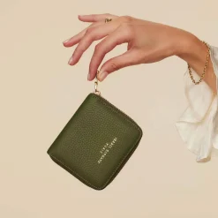 Isabel Bernard Honoré Jules groene leren ritsportemonnee van kalfsleer Discount