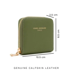 Isabel Bernard Honoré Jules groene leren ritsportemonnee van kalfsleer Discount