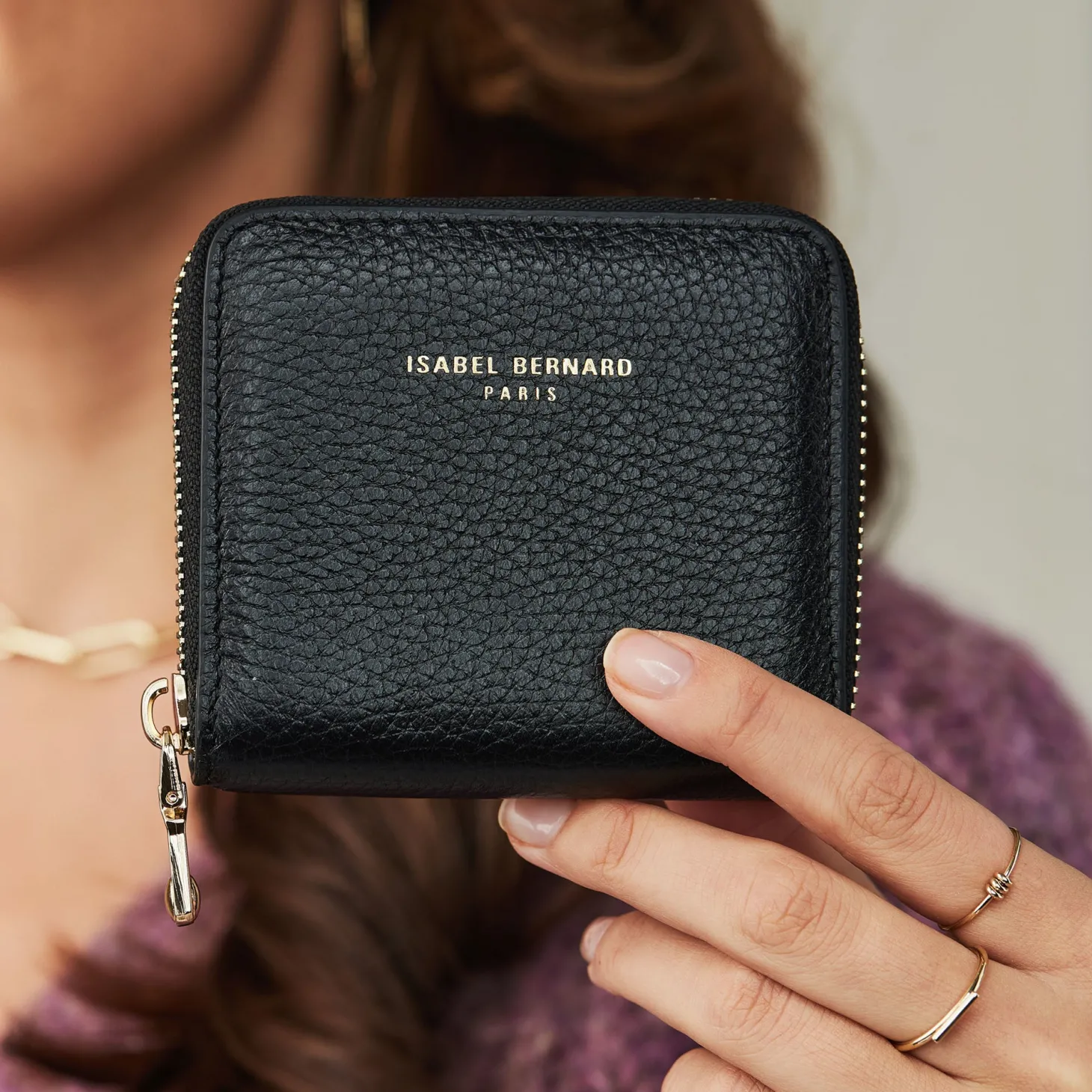 Isabel Bernard Honoré Jules zwarte leren ritsportemonnee van kalfsleer Fashion