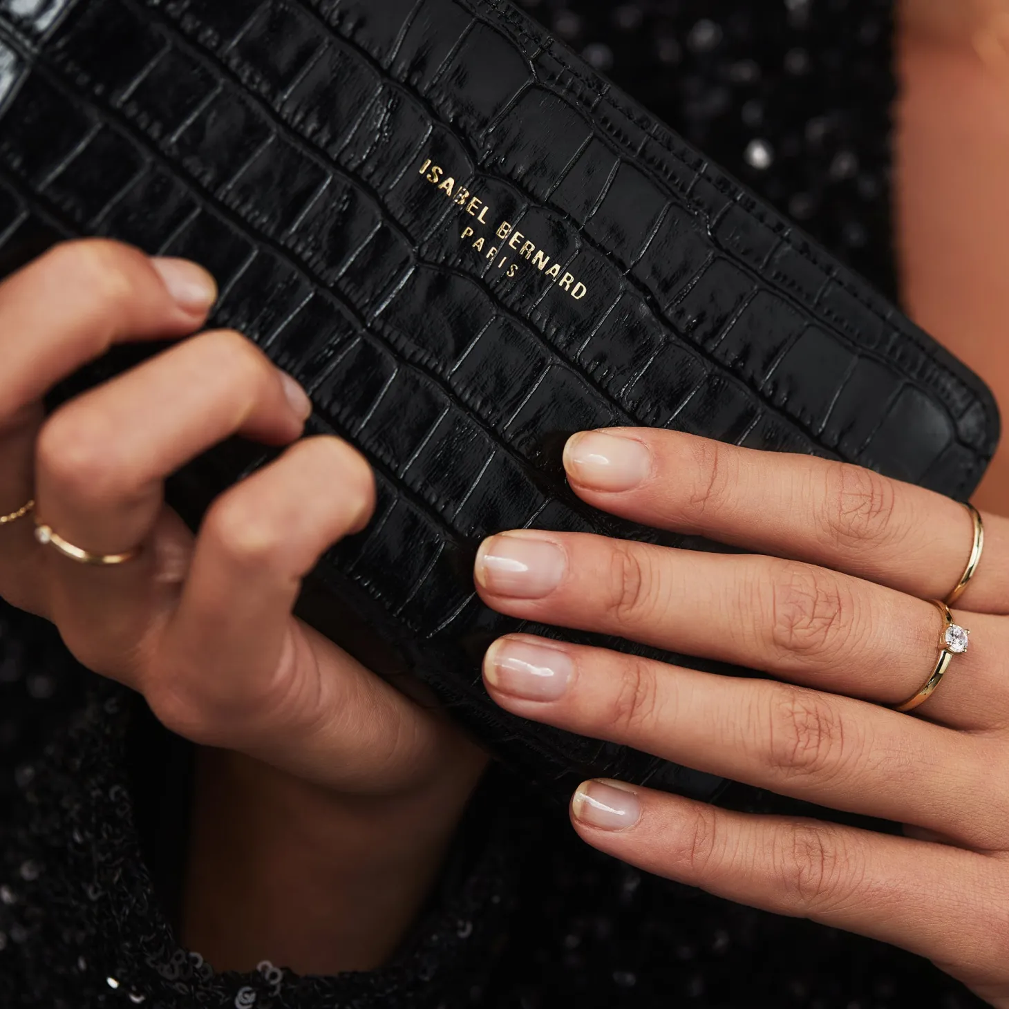 Isabel Bernard Honoré Léa croco zwarte leren ritsportemonnee van kalfsleer Clearance