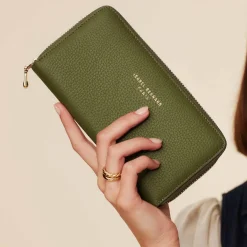 Isabel Bernard Honoré Léa groene leren ritsportemonnee van kalfsleer New