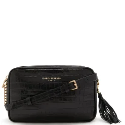 Isabel Bernard Honoré Lucie croco zwarte leren crossbody tas van kalfsleer Outlet