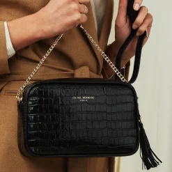 Isabel Bernard Honoré Lucie croco zwarte leren crossbody tas van kalfsleer Outlet