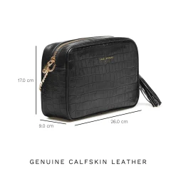 Isabel Bernard Honoré Lucie croco zwarte leren crossbody tas van kalfsleer Outlet