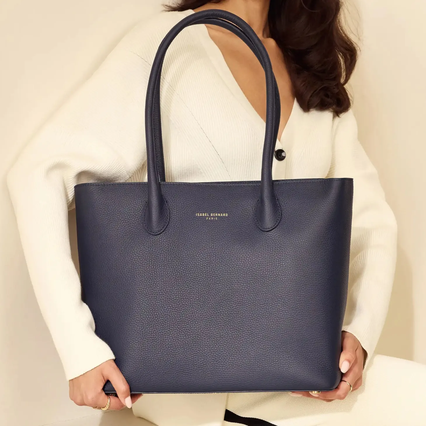 Isabel Bernard Honoré Lysanne blauwe leren shopper van kalfsleer Best