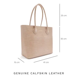 Isabel Bernard Honoré Lysanne croco beige leren shopper van kalfsleer Discount