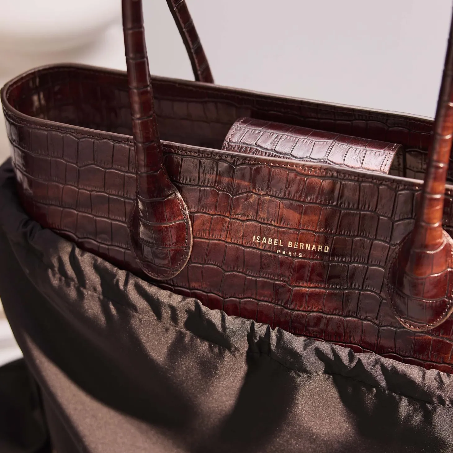 Isabel Bernard Honoré Lysanne croco bruine leren shopper van kalfsleer Cheap