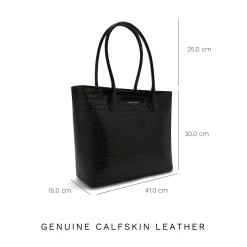 Isabel Bernard Honoré Lysanne croco zwarte leren shopper van kalfsleer Best