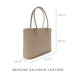 Isabel Bernard Honoré Lysanne taupe leren shopper van kalfsleer Outlet