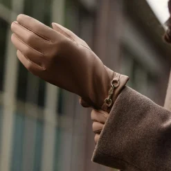 Isabel Bernard Honoré Marcelia taupe leren handschoenen van geitenleer Outlet