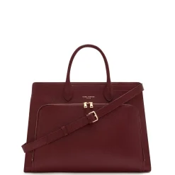 Isabel Bernard Honoré Nadine bordeaux leren handtas van kalfsleer met laptopvak Clearance