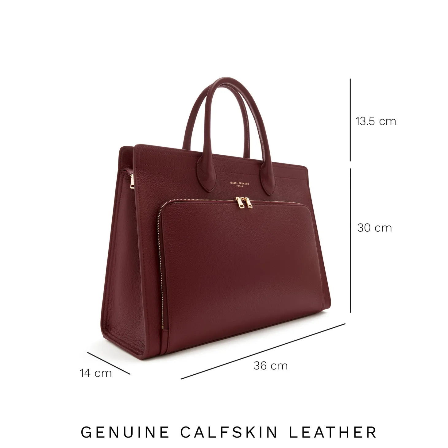 Isabel Bernard Honoré Nadine bordeaux leren handtas van kalfsleer met laptopvak Clearance