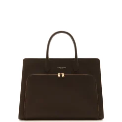 Isabel Bernard Honoré Nadine bruine leren handtas van kalfsleer met laptopvak Discount