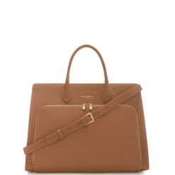 Isabel Bernard Honoré Nadine camel leren handtas van kalfsleer met laptopvak Fashion
