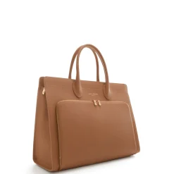 Isabel Bernard Honoré Nadine camel leren handtas van kalfsleer met laptopvak Fashion