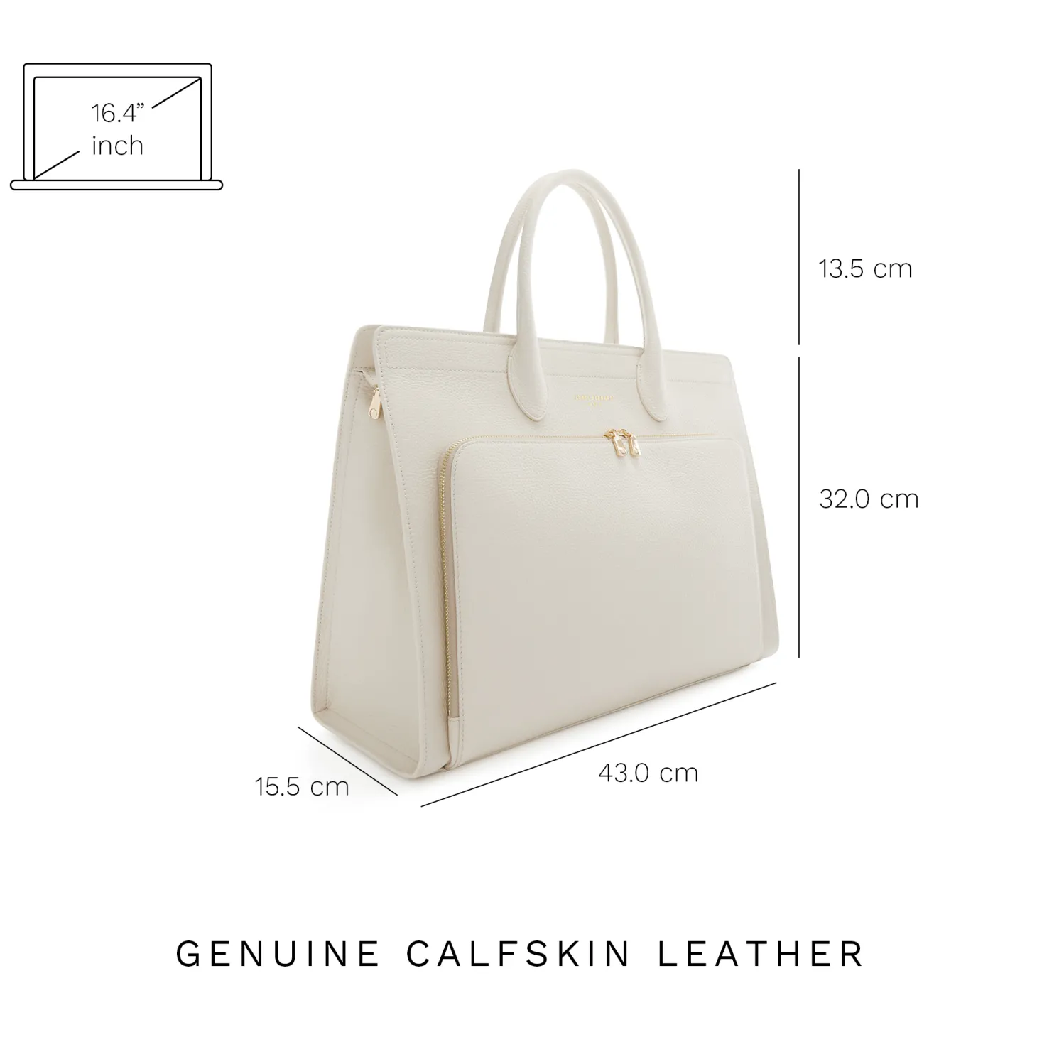 Isabel Bernard Honoré Nadine crème leren handtas van kalfsleer met laptopvak New