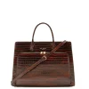Isabel Bernard Honoré Nadine croco bruine leren handtas van kalfsleer met laptopvak Fashion