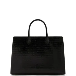 Isabel Bernard Honoré Nadine croco zwarte leren handtas van kalfsleer met laptopvak Fashion