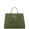 Isabel Bernard Honoré Nadine groene leren handtas van kalfsleer met 16.4 inch laptopvak Fashion