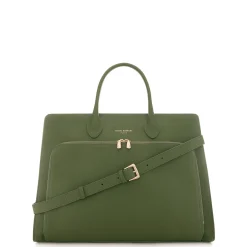 Isabel Bernard Honoré Nadine groene leren handtas van kalfsleer met 16.4 inch laptopvak Fashion