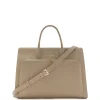 Isabel Bernard Honoré Nadine taupe leren handtas van kalfsleer met laptopvak Shop