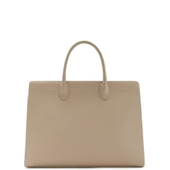 Isabel Bernard Honoré Nadine taupe leren handtas van kalfsleer met laptopvak Shop