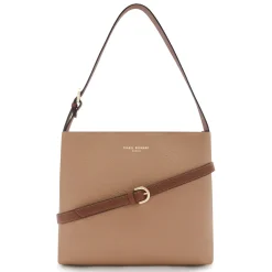 Isabel Bernard Honoré Adriane Midi beige leren schoudertas van kalfsleer Cheap