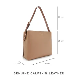 Isabel Bernard Honoré Adriane Midi beige leren schoudertas van kalfsleer Cheap