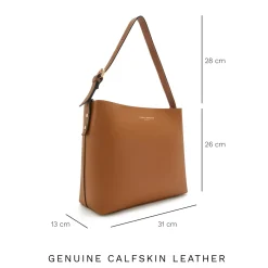 Isabel Bernard Honoré Adriane Midi cognac leren schoudertas van kalfsleer Flash Sale