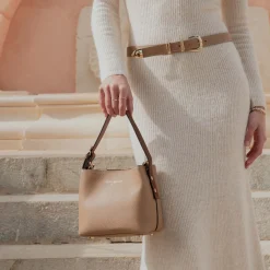Isabel Bernard Honoré Adriane Mini beige leren handtas van kalfsleer Online