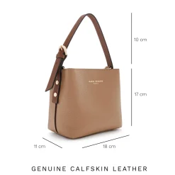 Isabel Bernard Honoré Adriane Mini beige leren handtas van kalfsleer Online