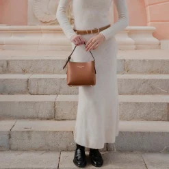 Isabel Bernard Honoré Adriane Mini cognac leren handtas van kalfsleer Hot