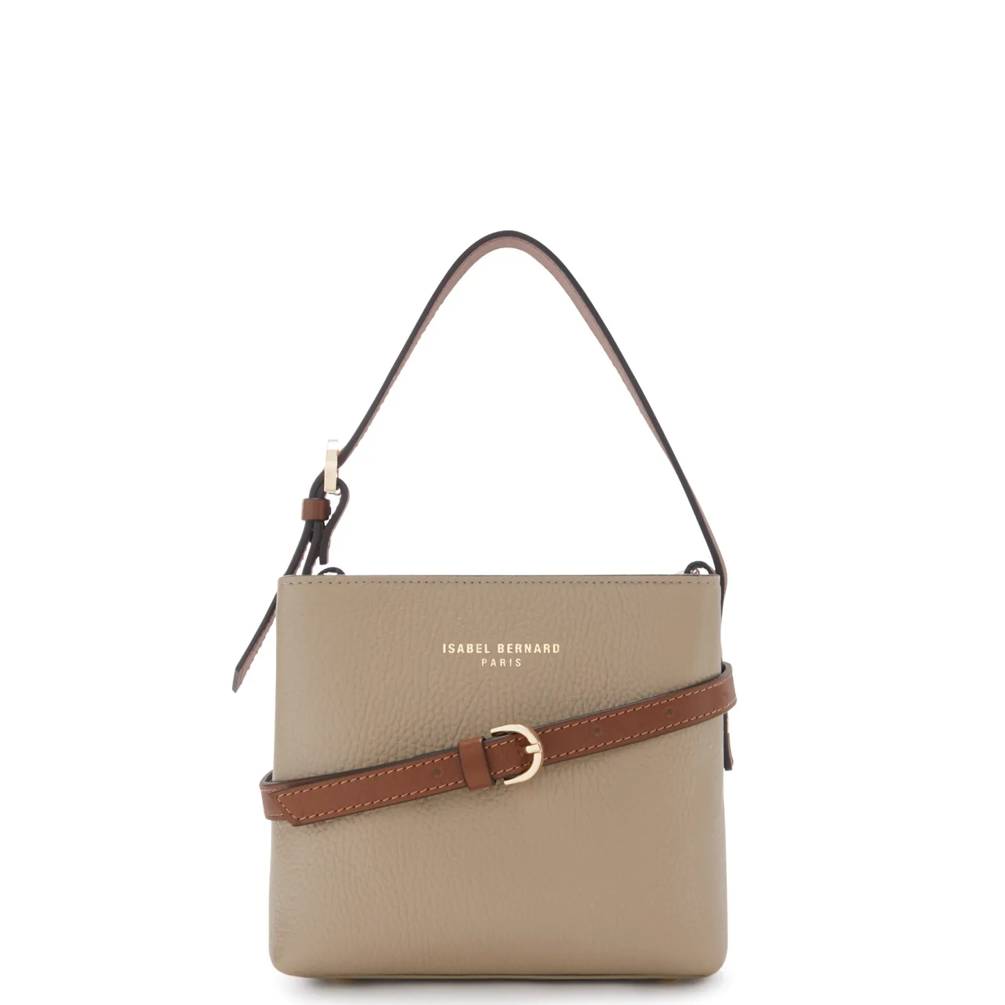 Isabel Bernard Honoré Adriane Mini taupe leren handtas van kalfsleer Cheap