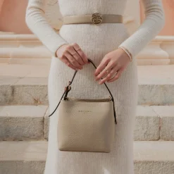 Isabel Bernard Honoré Adriane Mini taupe leren handtas van kalfsleer Cheap