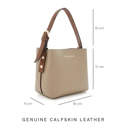 Isabel Bernard Honoré Adriane Mini taupe leren handtas van kalfsleer Cheap
