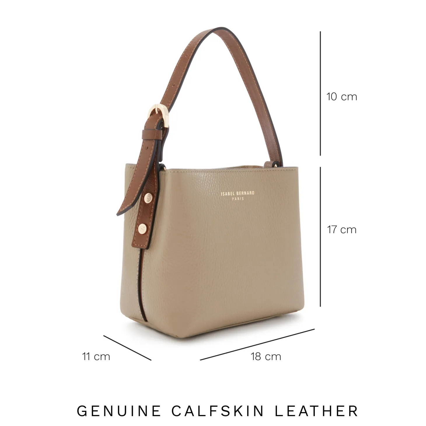 Isabel Bernard Honoré Adriane Mini taupe leren handtas van kalfsleer Cheap