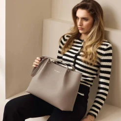 Isabel Bernard Honoré Nata taupe leren shopper van kalfsleer Clearance
