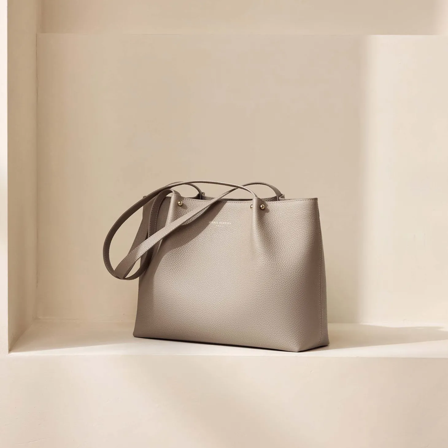 Isabel Bernard Honoré Nata taupe leren shopper van kalfsleer Clearance