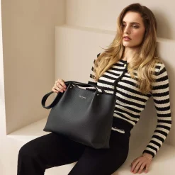 Isabel Bernard Honoré Nata zwarte leren shopper van kalfsleer New