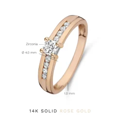 Isabel Bernard La Concorde Estee 14 karaat rosé gouden ring met zirkonia steentjes Best