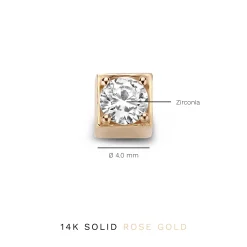Isabel Bernard La Concorde Felie 14 karaat rosé gouden kubus bedel met zirkonia steentje Flash Sale