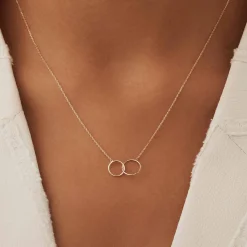 Isabel Bernard La Concorde Loulou 14 karaat rosé gouden collier met twee ringen New