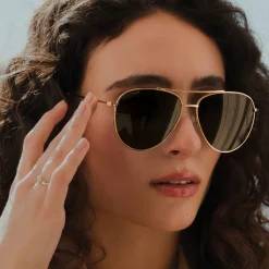 Isabel Bernard La Villette Remi goudkleurige aviator zonnebril met groene glazen Cheap