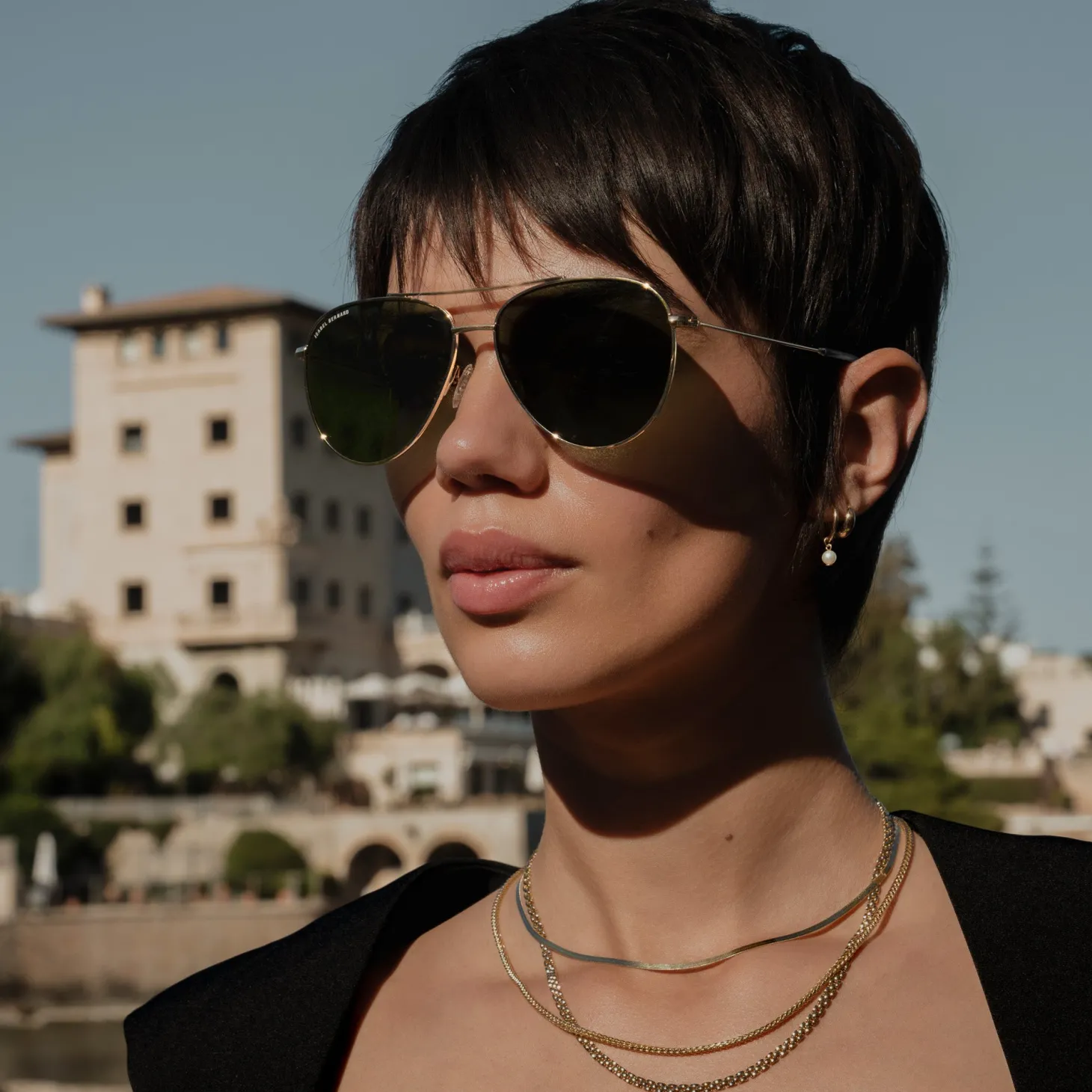 Isabel Bernard La Villette Remi goudkleurige aviator zonnebril met groene glazen Cheap