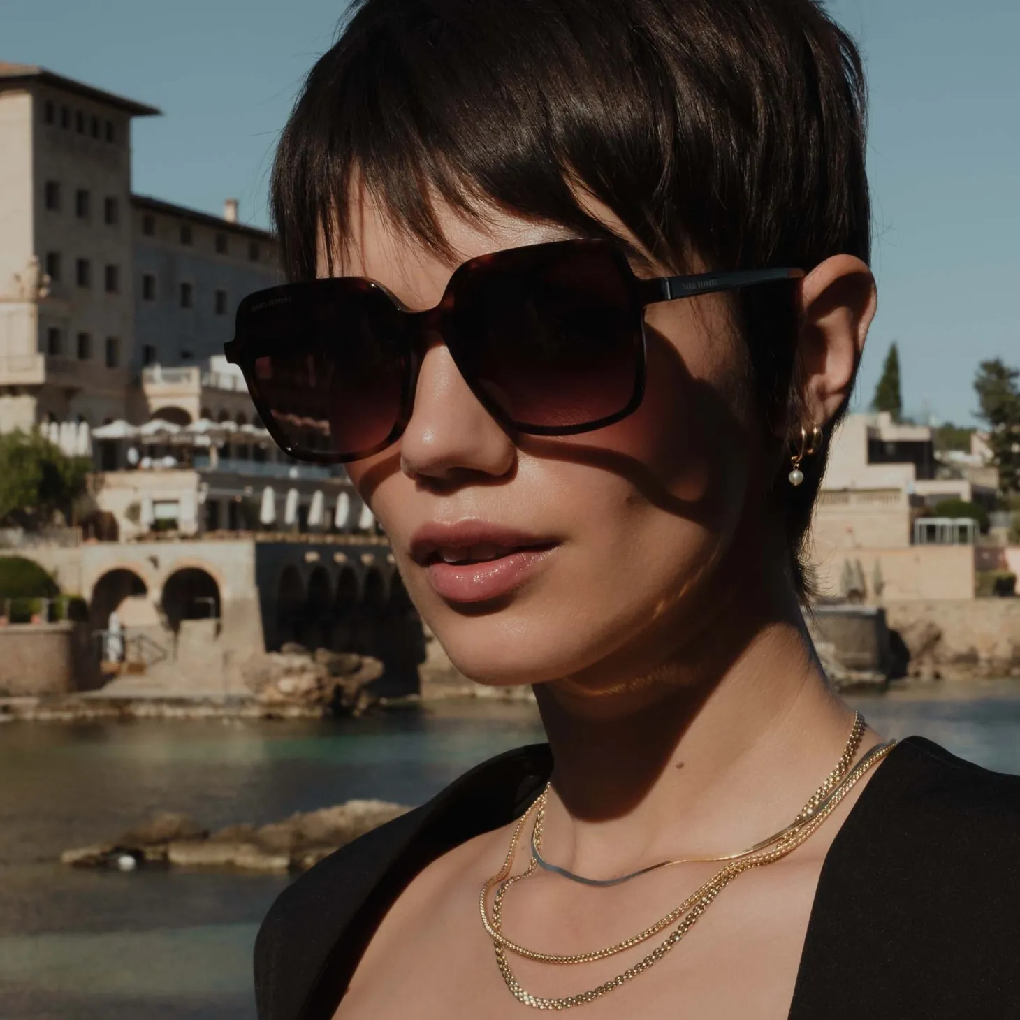 Isabel Bernard La Villette Rene bruin tortoise vierkante zonnebril met bruine gradient glazen Cheap
