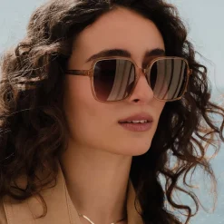 Isabel Bernard La Villette Rene transparant beige vierkante zonnebril met bruine gradient glazen Best Sale